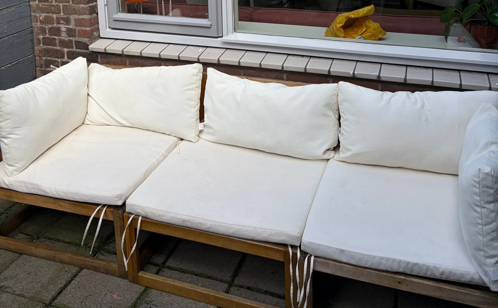 Tuinbankje met kussens VidaXL, Tuin en Terras, Ophalen, Gebruikt, Hout