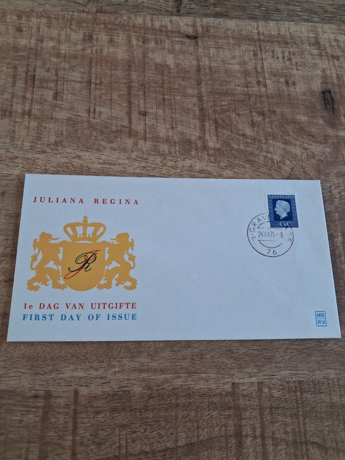First Day of Issue envelop Juliana Regina 1971, Ophalen of Verzenden, Zo goed als nieuw, Nederland, Postzegel(s) of Munt(en)