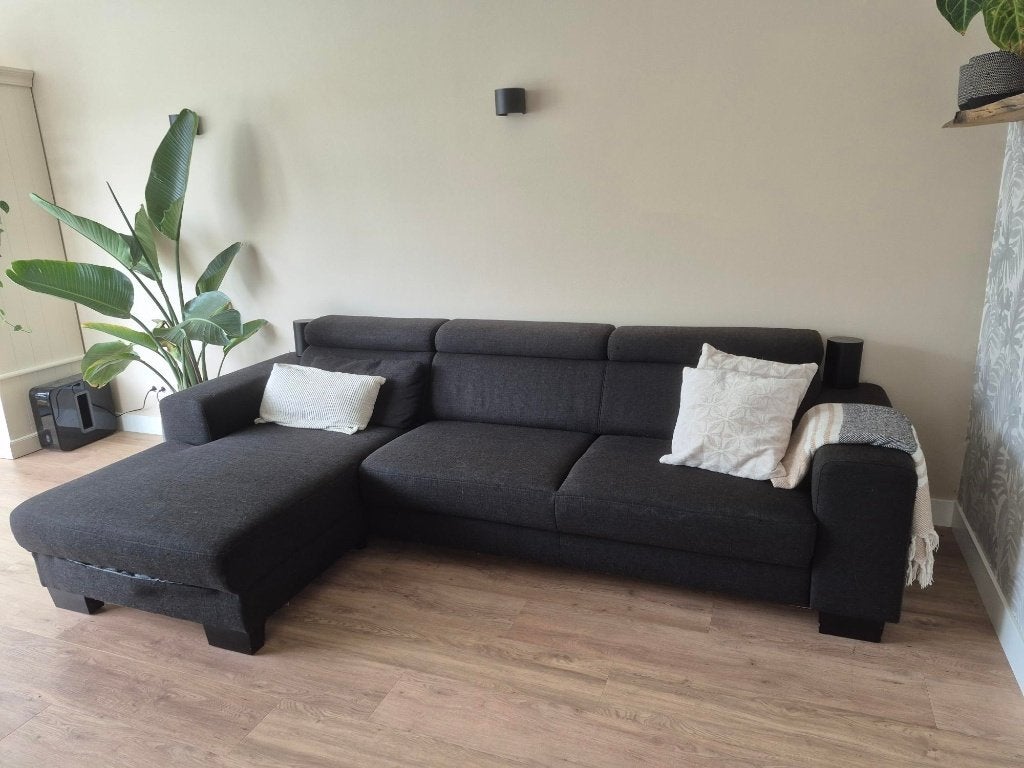 Hoekbank Antraciet De Bommel H79 x B270 x D164/96 cm, Ophalen, 250 tot 300 cm, Gebruikt, Hoekbank
