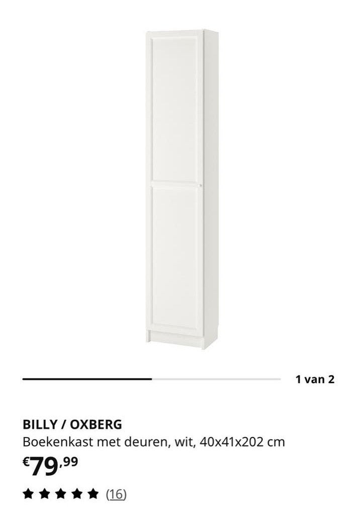 IKEA BILLY / OXBERG Boekenkast met deuren, wit, Ophalen, Minder dan 50 cm, 200 cm of meer, Zo goed als nieuw