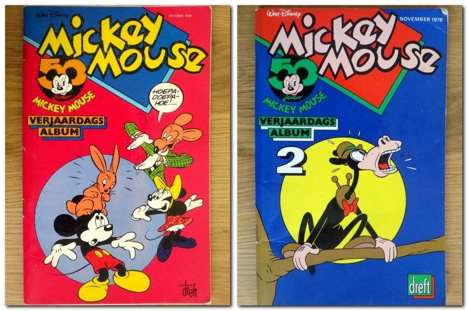Micky Mouse 50 jaar verjaardags album 1 en 2, Boeken, Gelezen, Oberon, Ophalen of Verzenden, Meerdere stripboeken