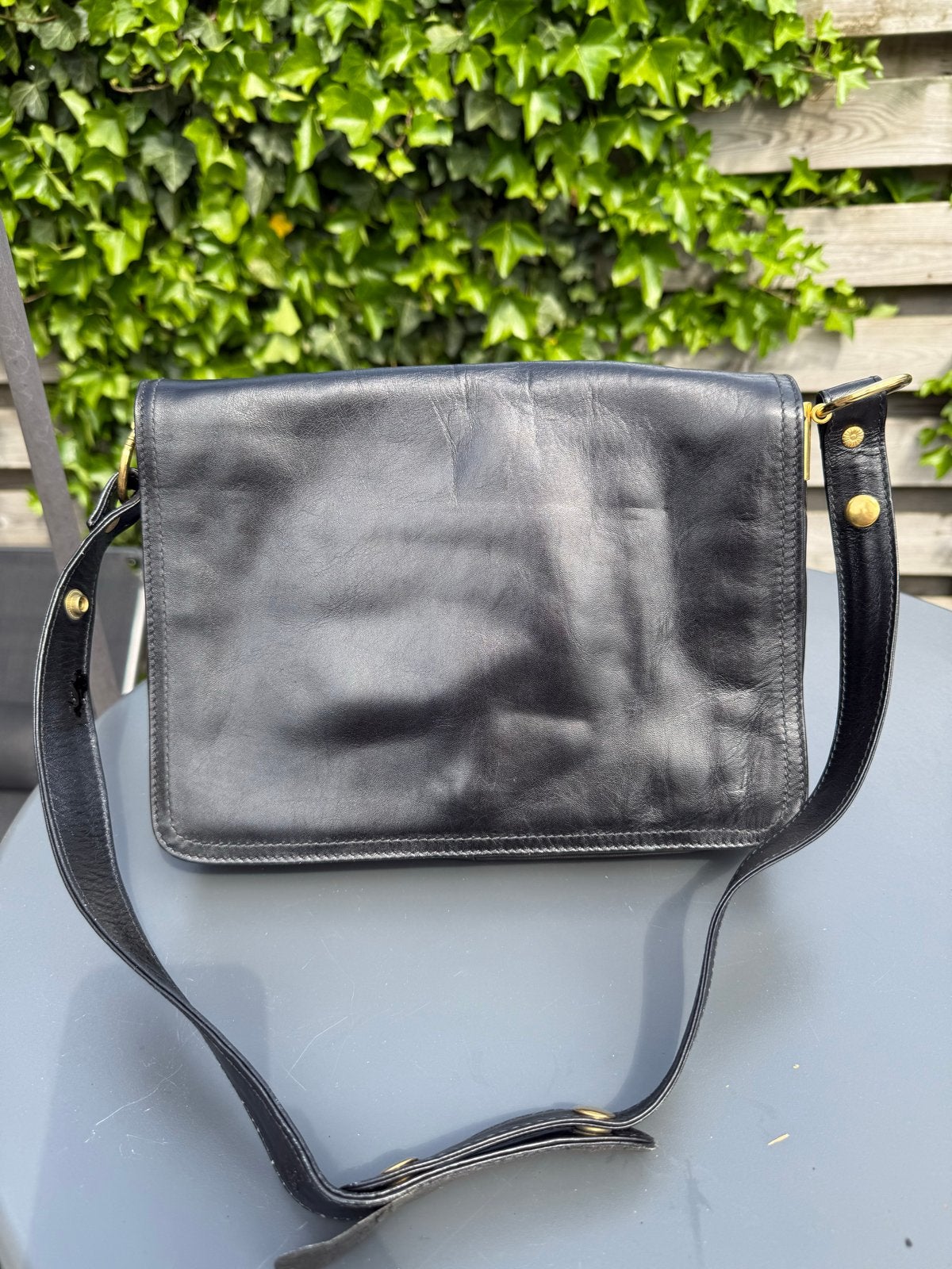 Zwarte Leren Schoudertasje - Made for Lecombi, Ophalen of Verzenden, Gebruikt, Zwart, Schoudertasje
