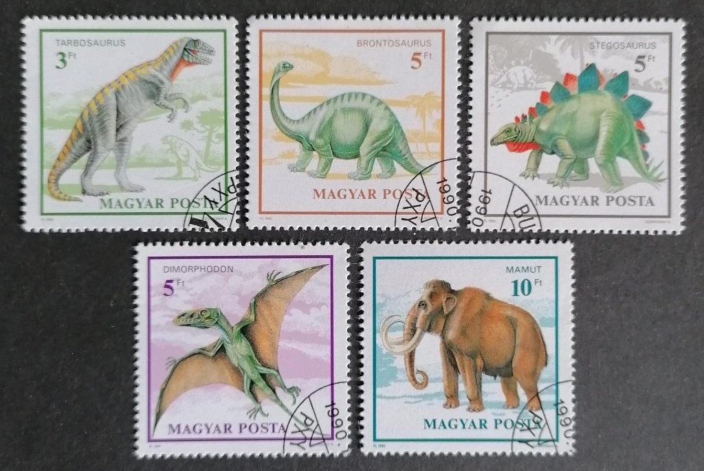 MAGYAR POST (Hongarije) - prehistorische dieren 1990, Ophalen of Verzenden, Gestempeld