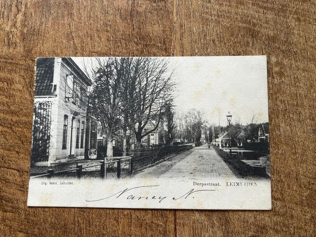 Oude Ansichtkaart Leimuiden Dorpsstraat rond 1900, Verzamelen, Ophalen of Verzenden, Voor 1920, Gelopen, Zuid-Holland