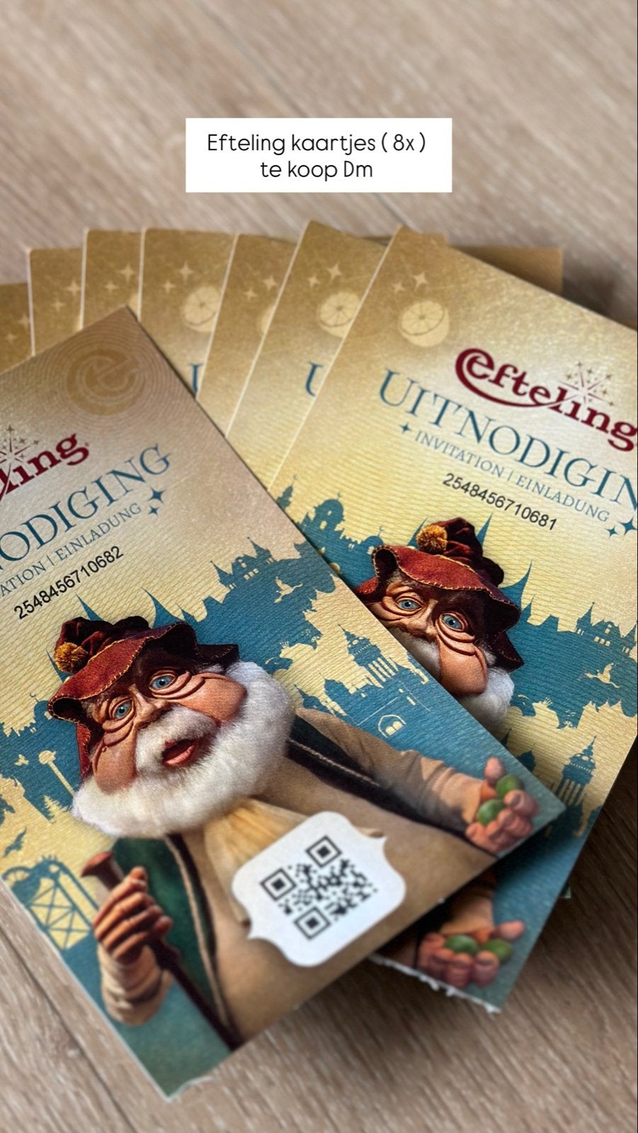 8x Efteling Uitnodiging Kaartjes - Nieuw, Ophalen of Verzenden, Nieuw, Overige typen