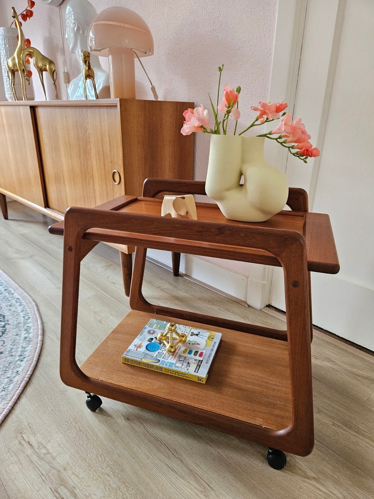 Deens design Sika Møbler sidetable barcart barwagen trolley, .., .., Ophalen of Verzenden, 75 cm of meer