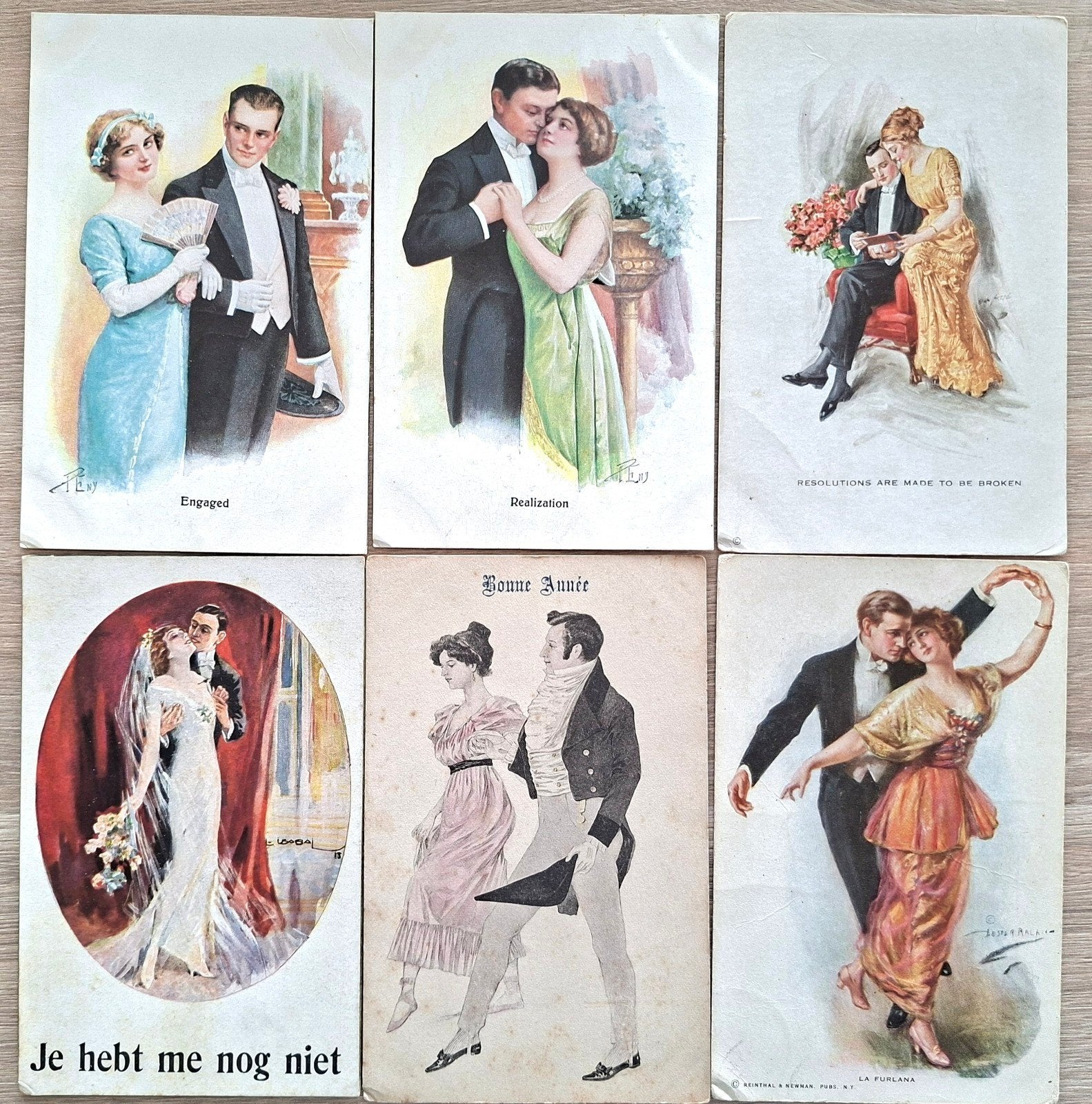 23 kaarten begin vorige eeuw van verliefde stelletjes, Ophalen of Verzenden, Voor 1920, Overige thema's