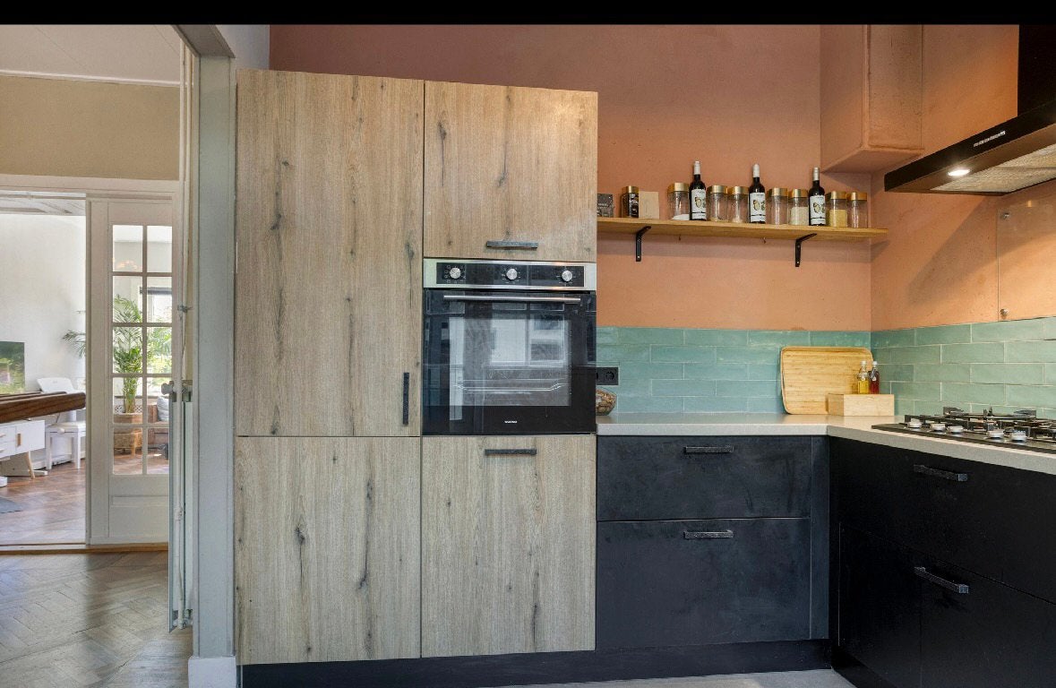 L-keuken Brugman keuken 2022 | Composiet | Quooker PRO3 Flex, Ophalen, Zwart, Hoekkeuken, Zo goed als nieuw