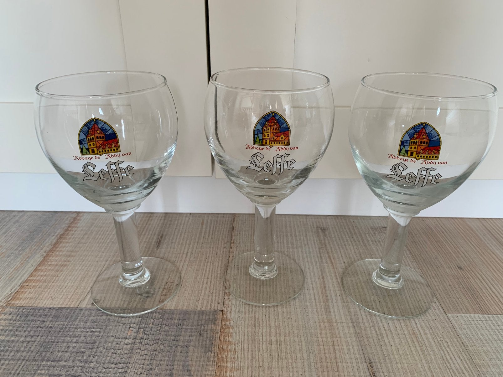 3x Leffe bierglazen, Verzamelen, Biermerken, Ophalen of Verzenden, Zo goed als nieuw, Glas of Glazen, Overige merken
