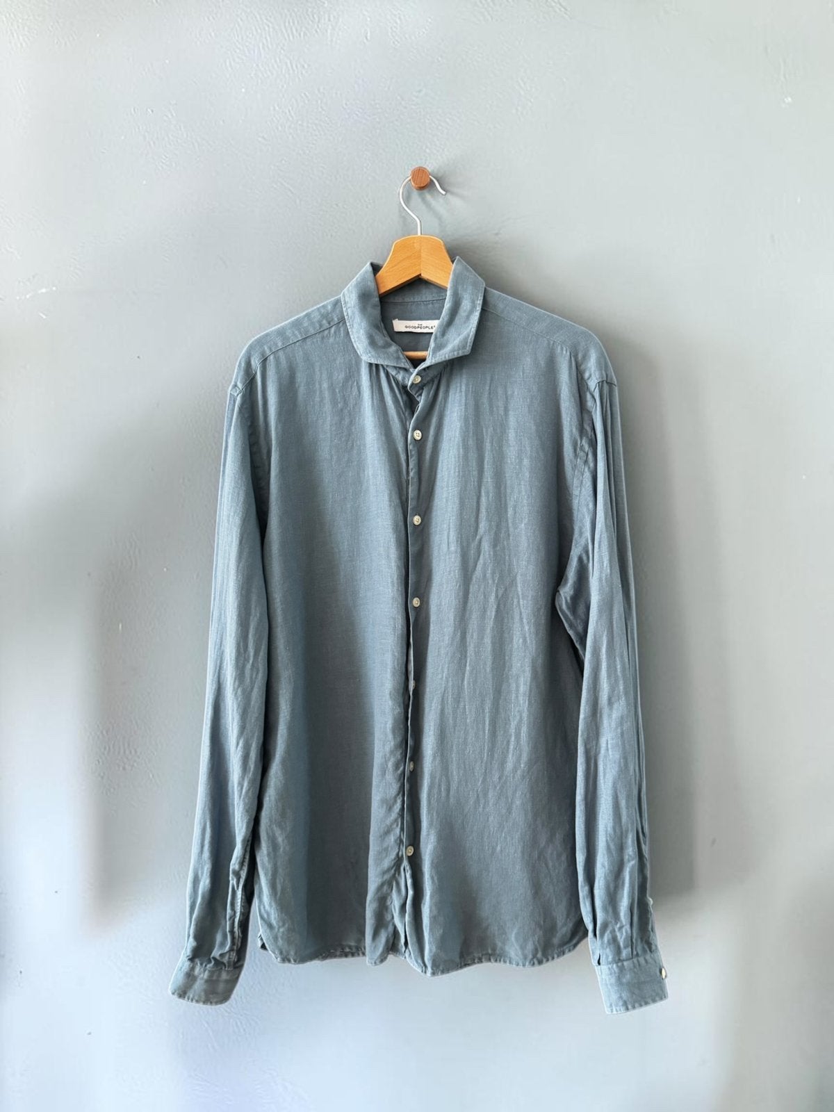 The Goodpeople linnen blend overhemd blouse blauw XXL 2XL, Ophalen of Verzenden, Zo goed als nieuw, Blauw, Overige halswijdtes