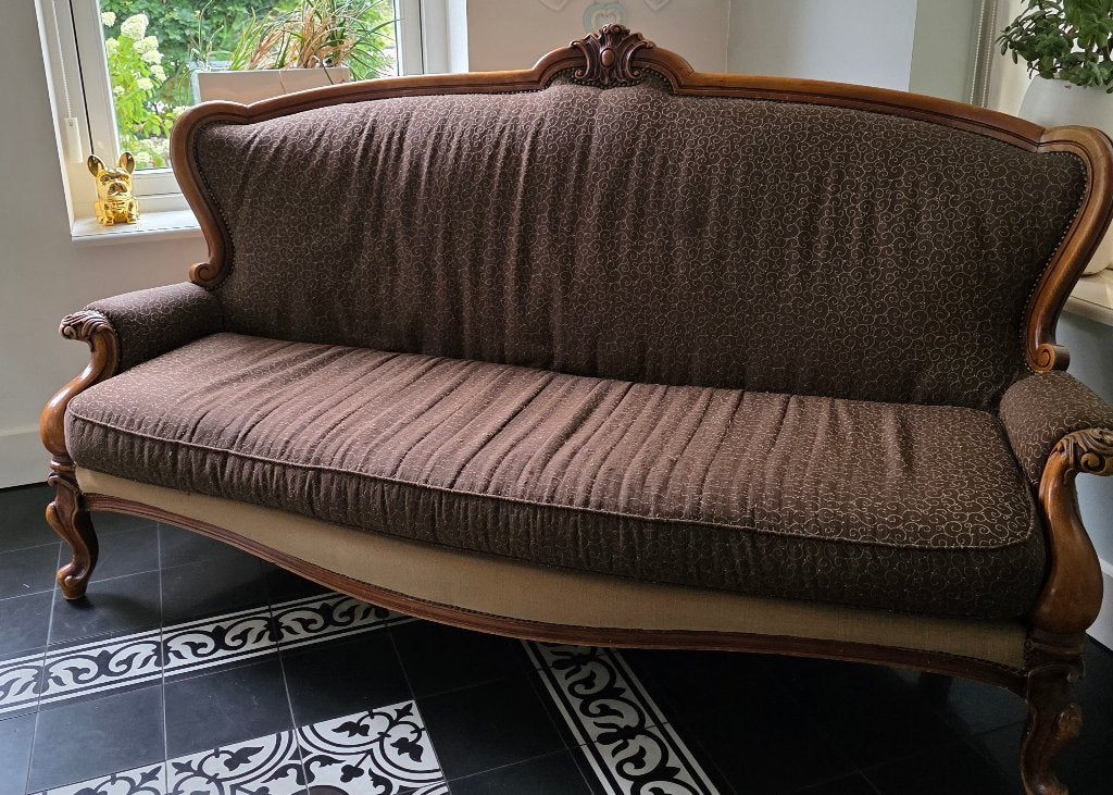 Vintage bank, Ophalen, Gebruikt, 150 tot 200 cm, Rechte bank