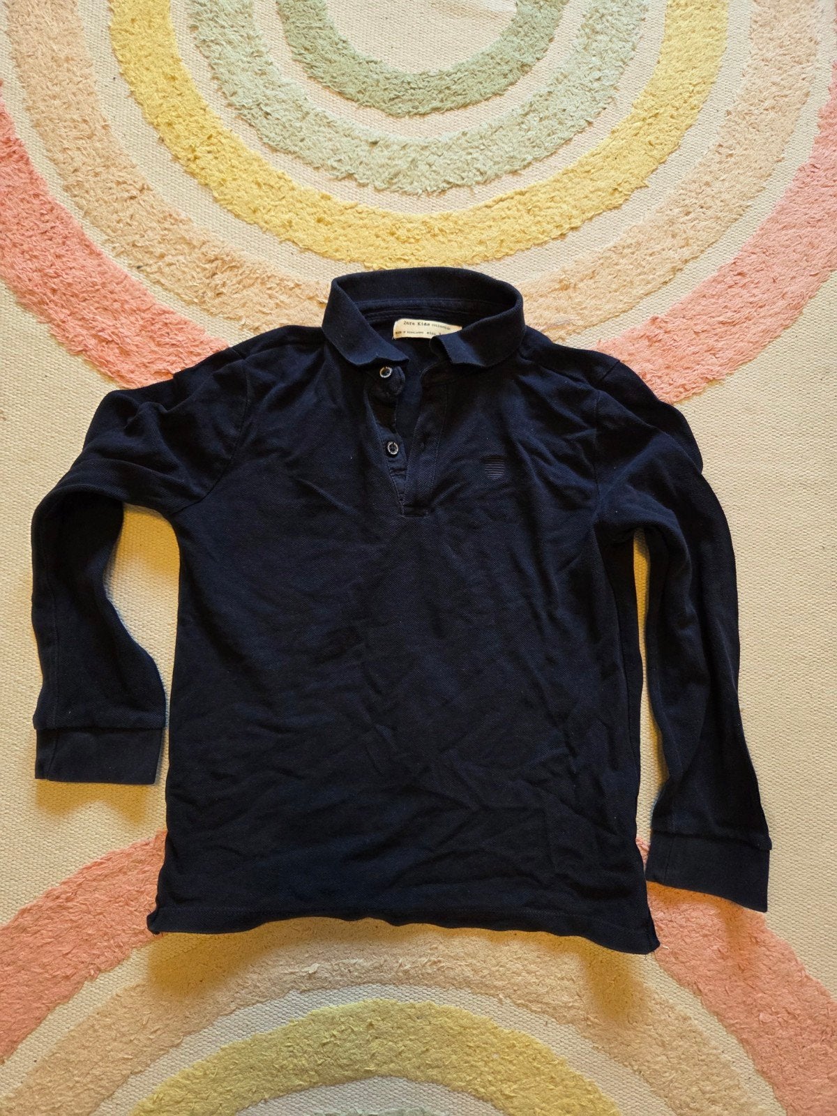 Donker blauwe polo met lange mouw zara maat 134, Ophalen of Verzenden, Zo goed als nieuw, Zara, Shirt of Longsleeve