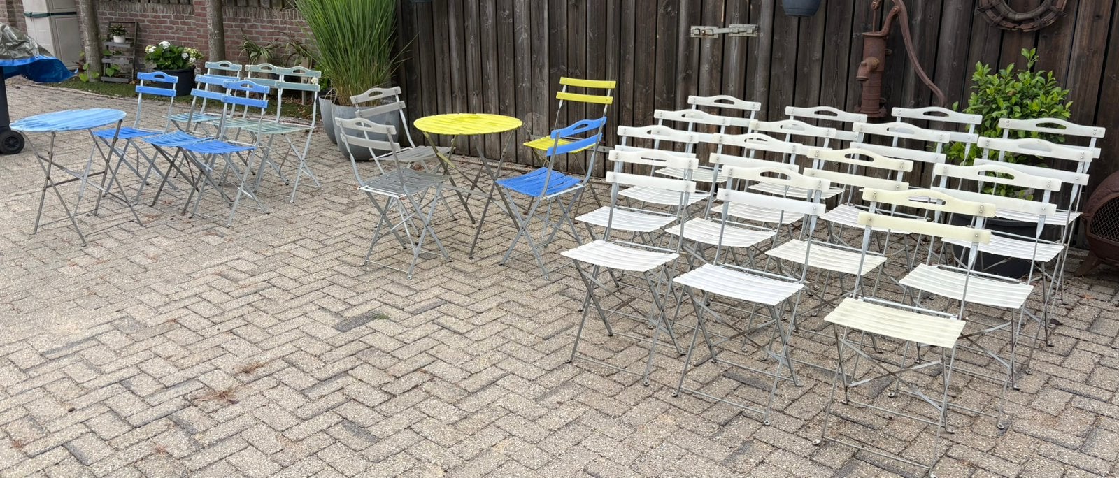 Leuke party vintage retro bistro stoelen klapstoelen, Ophalen, Gebruikt, Metaal