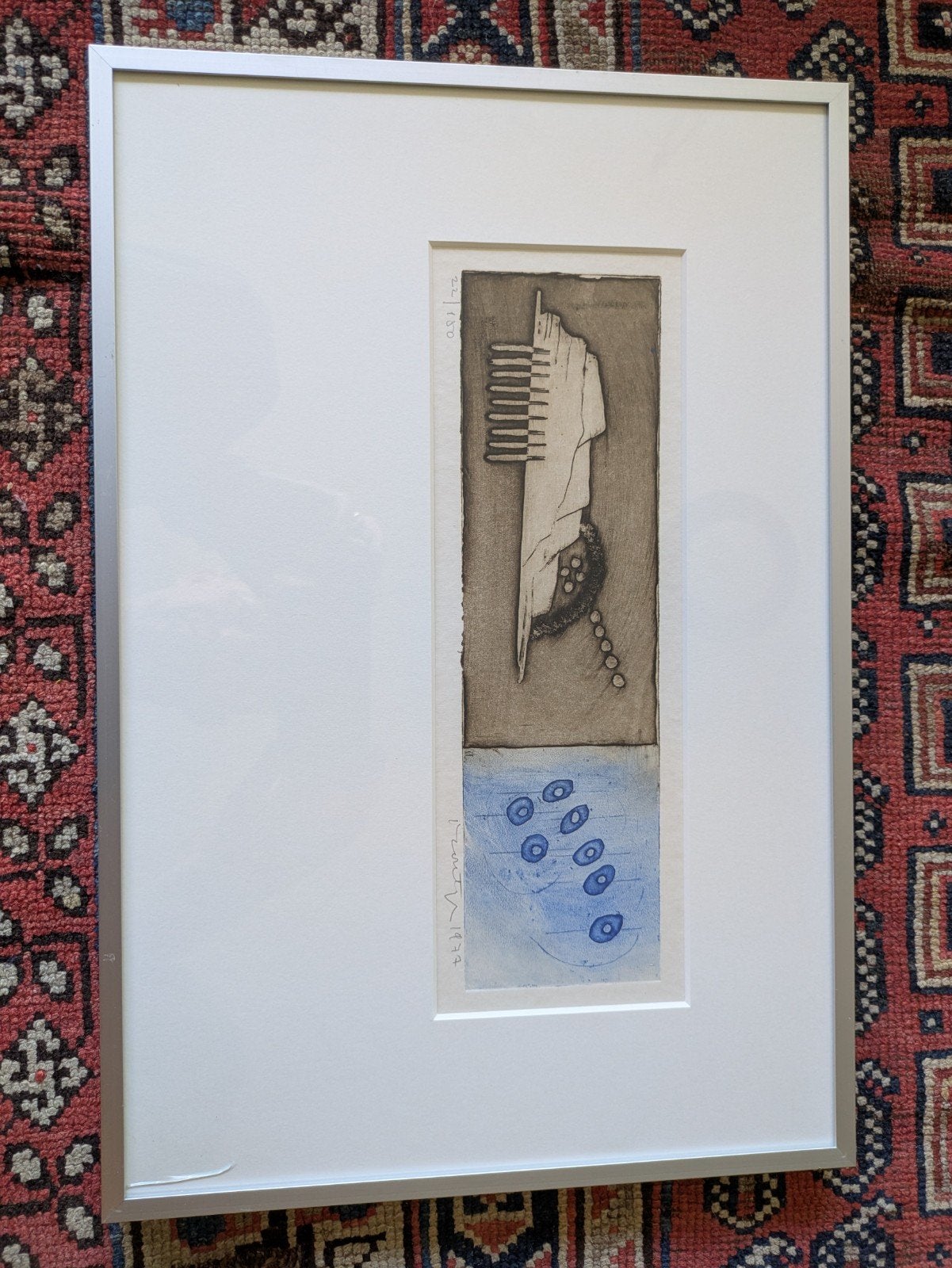Ets Jan Montijn 1977 - Abstracte compositie, gesigneerd, Antiek en Kunst, Ophalen of Verzenden, Ets, Ingelijst, 1950 - 1999