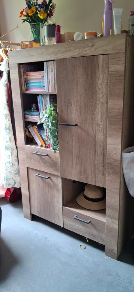 Moderne kast met open vakken en lades, Ophalen, Gebruikt, Met deur(en), 50 tot 100 cm