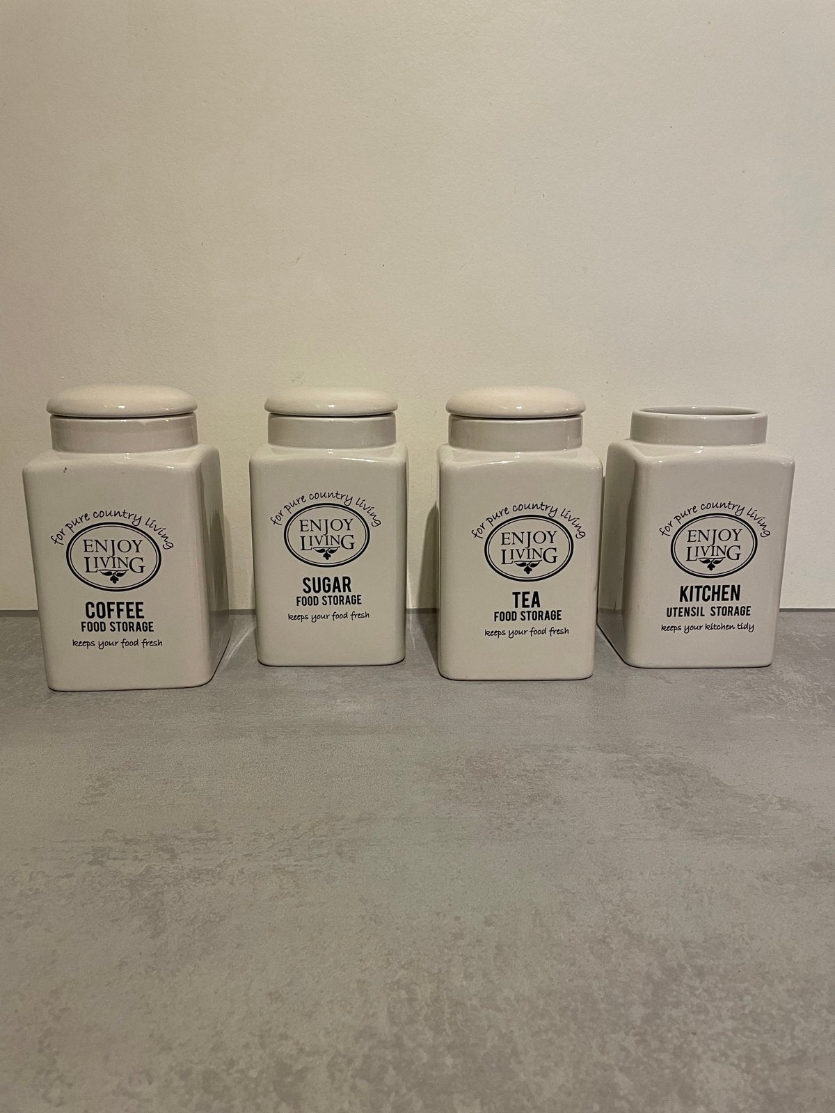 Set van 4 voorraadpotten "Enjoy Living", Gebruikt, Voorraadpot, Steen/keramiek, Overige merken