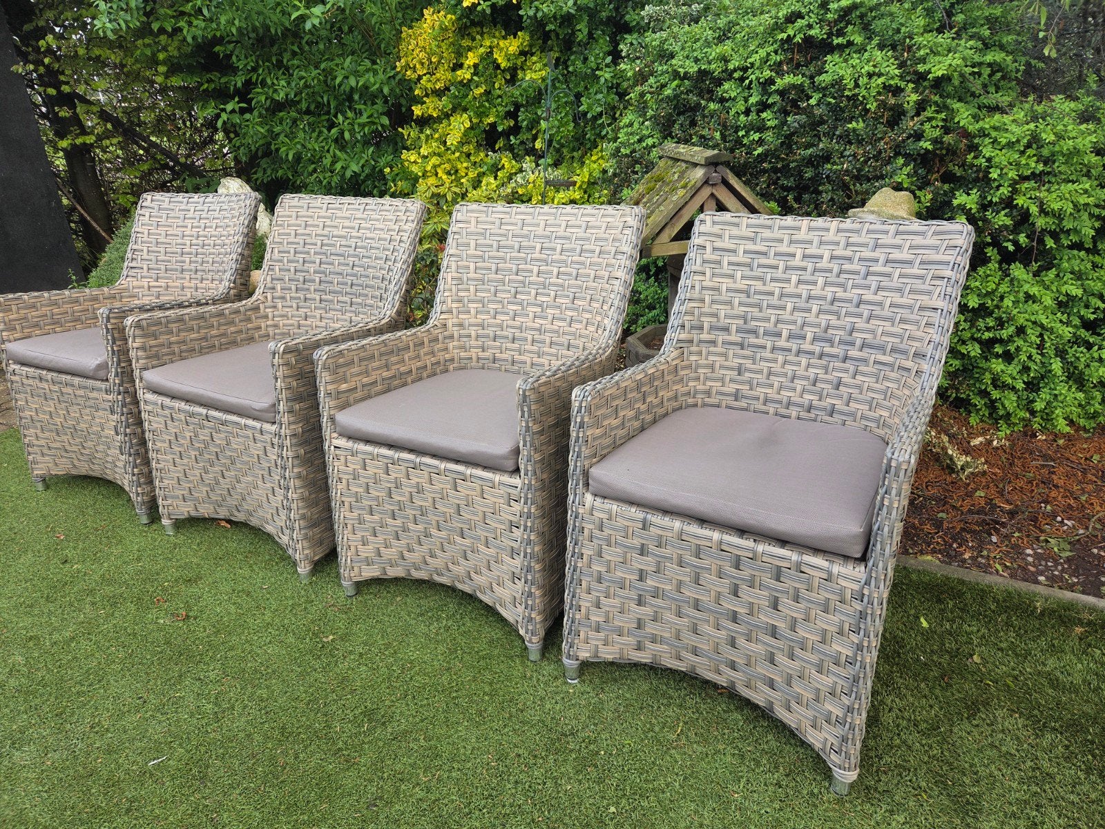 4 prachtige luxe wicker tuinstoelen Buitenhof, Tuin en Terras, Ophalen, Zo goed als nieuw, Wicker