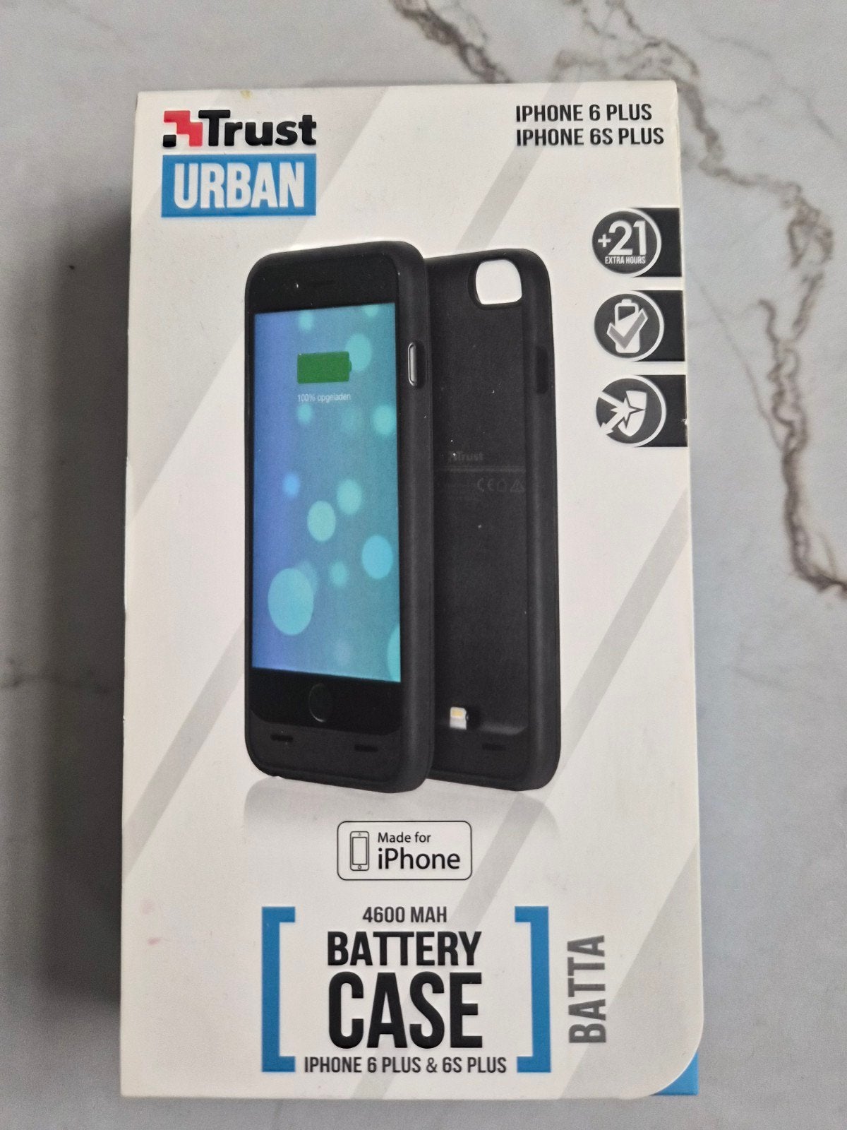Nieuwe Trust Urban Powerbank Hoesje voor iPhone 6/6S Plus, Telecommunicatie, Ophalen of Verzenden, Nieuw, IPhone 6 Plus, Zwart