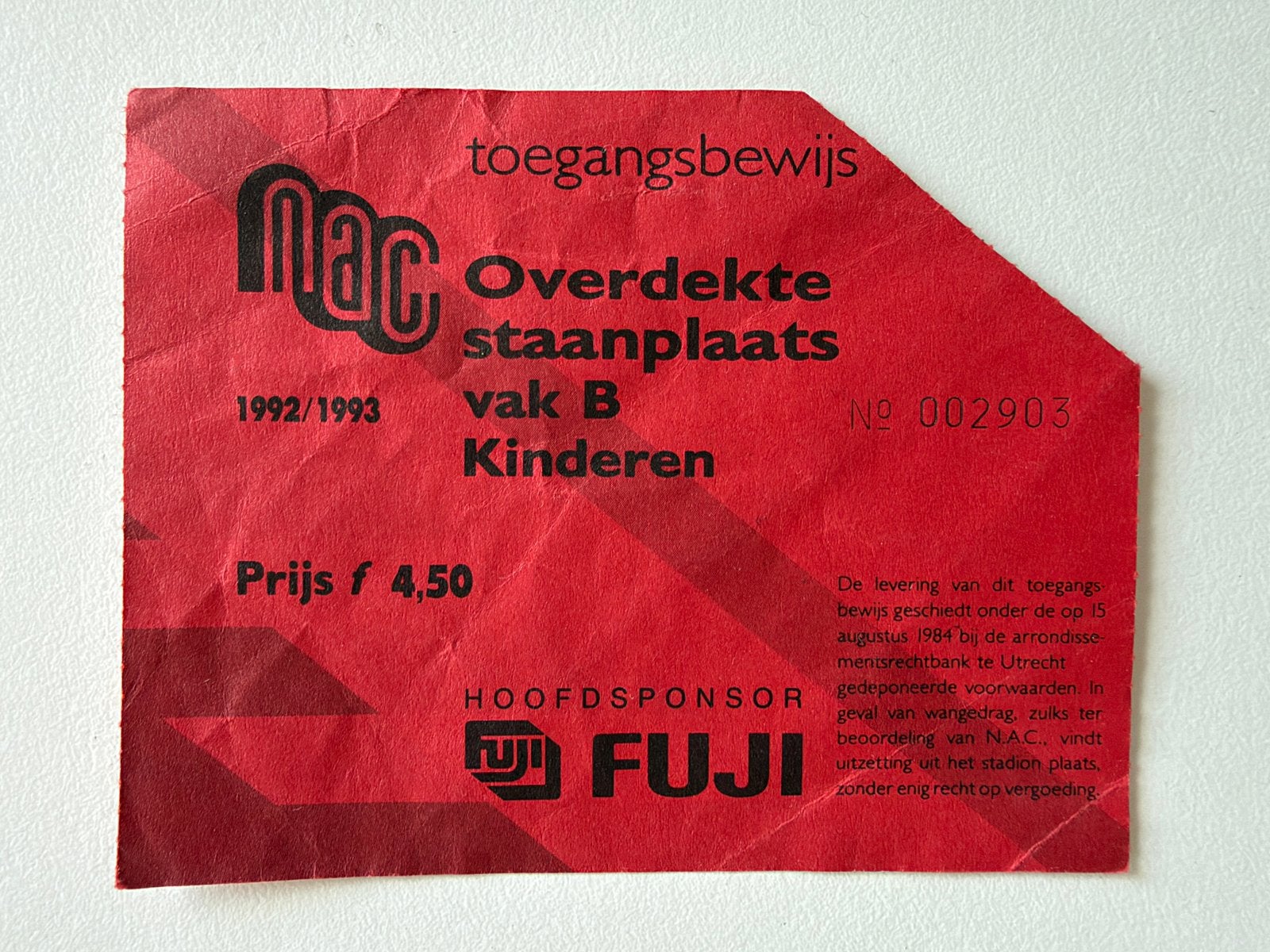 Ticket NAC 1992/1993, Verzamelen, Ophalen of Verzenden, Gebruikt, Overige binnenlandse clubs, Overige typen