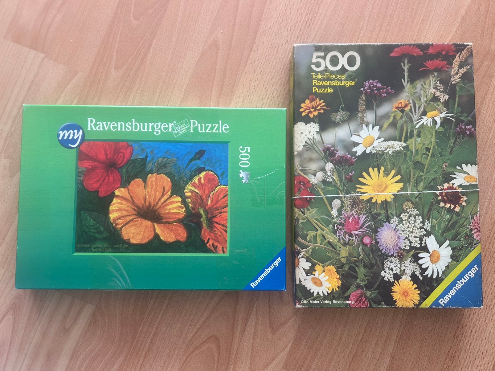 2 mooie Ravensburger puzzels van 500 stukjes, Ophalen of Verzenden, 500 t/m 1500 stukjes, Zo goed als nieuw, Legpuzzel