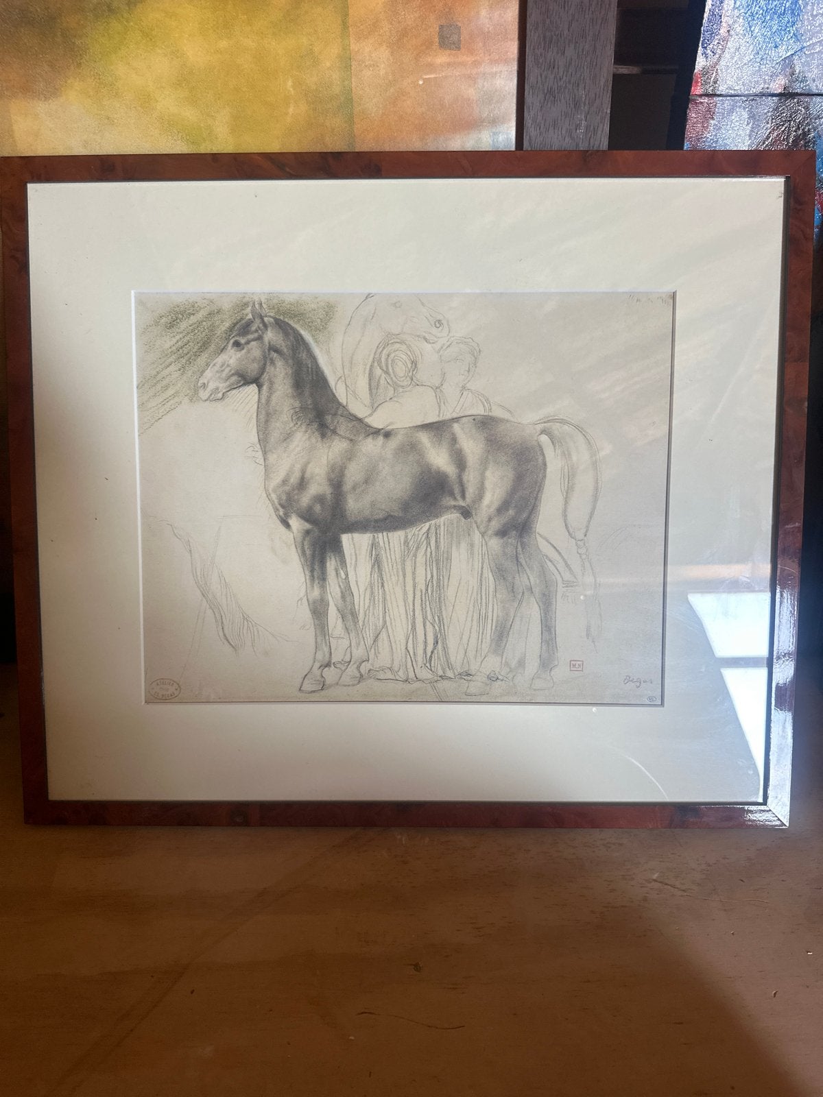 Prachtige Degas paardentekening - ingelijst, Ophalen of Verzenden