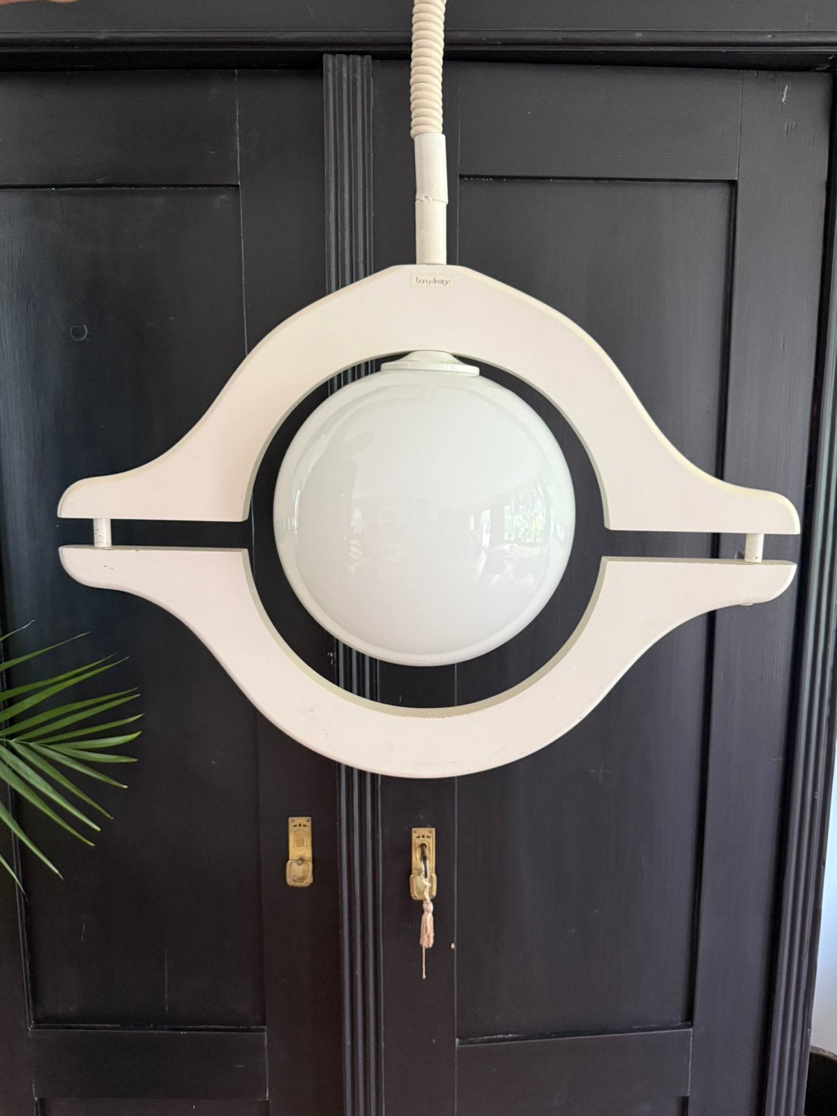 Vintage / retro hanglamp - bony design - space age, Ophalen, Gebruikt, X, Glas