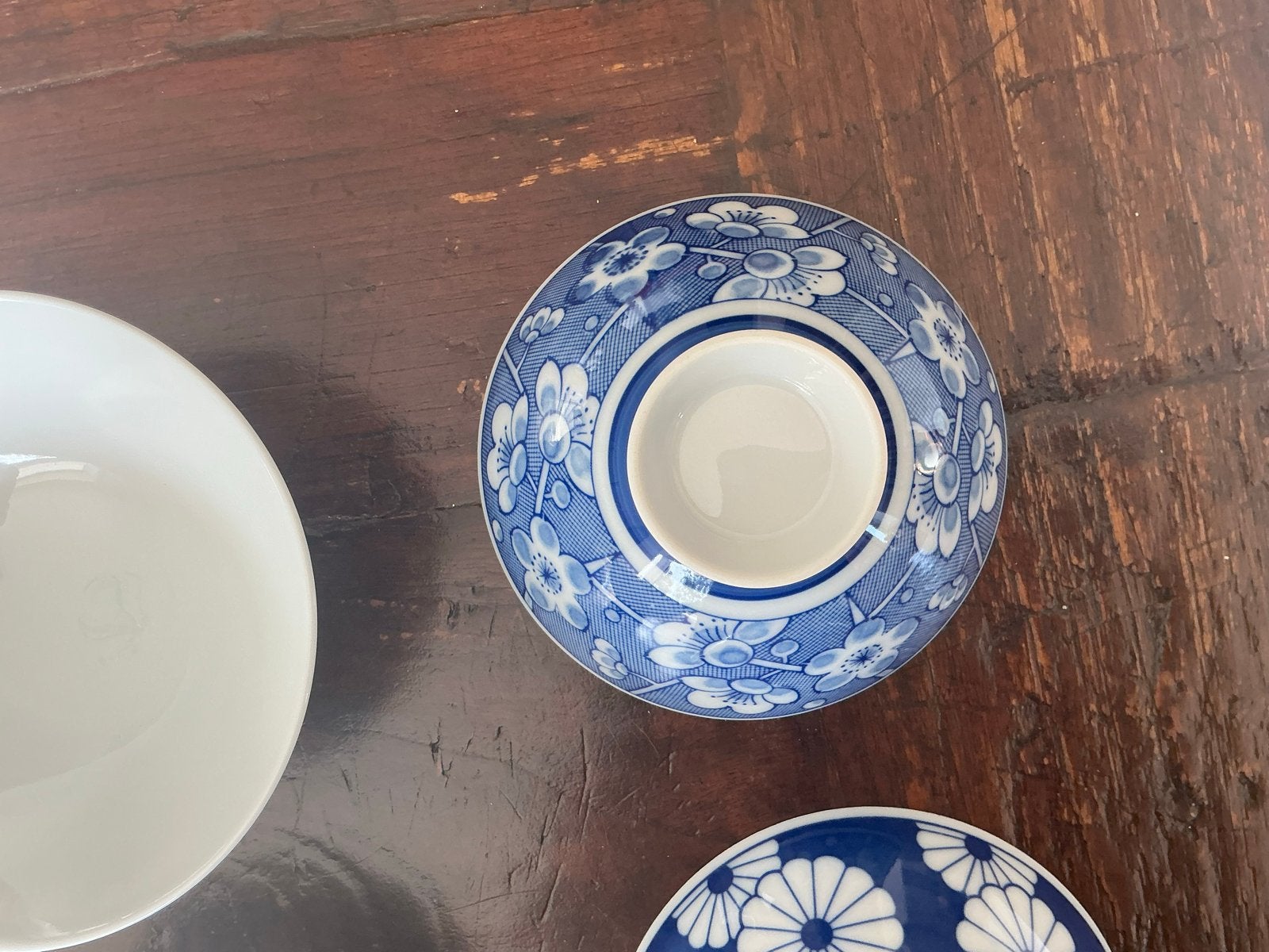 Set van 6 Japanse rijstkommen met blauw-wit decor, Ophalen of Verzenden