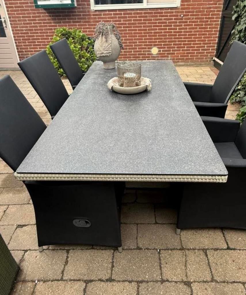 tuinset met 5 all weather stoelen inclusief kussens, Ophalen, Gebruikt