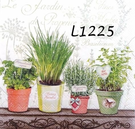 Servetten decoupage/bullet journal * kruiden in pot L1225, Verzenden, Nieuw