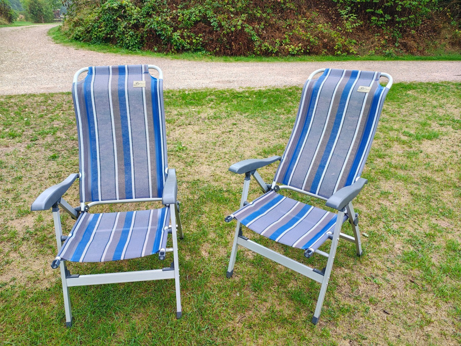2 Bardani Campingstoel&voetensteun - Comfortabel en verstel, Ophalen, Gebruikt, Campingstoel
