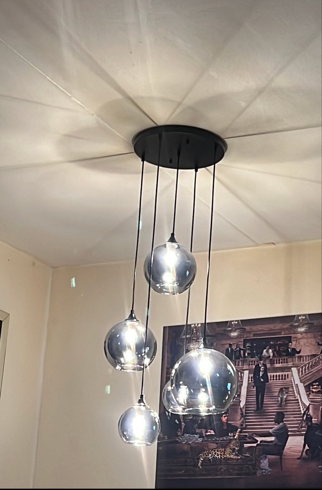 Glazen bol lamp Eric Kuster stijl, Ophalen of Verzenden, Gebruikt, Glas