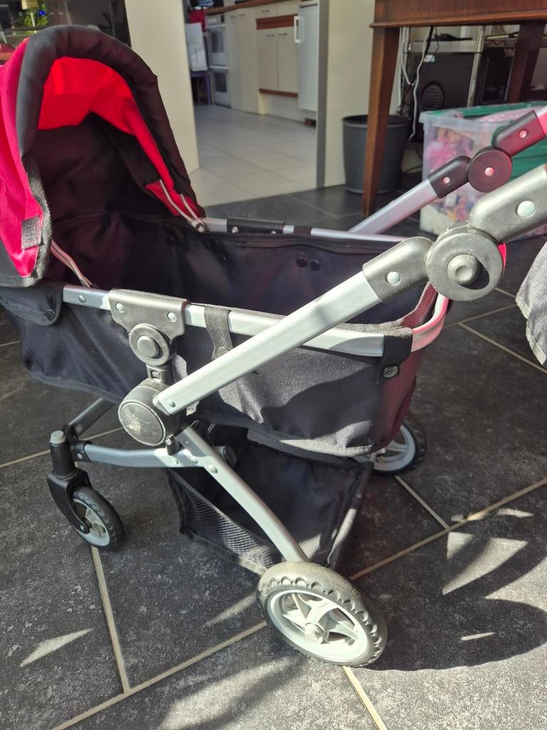 Poppenwagen rood/roze en zwart, Ophalen of Verzenden
