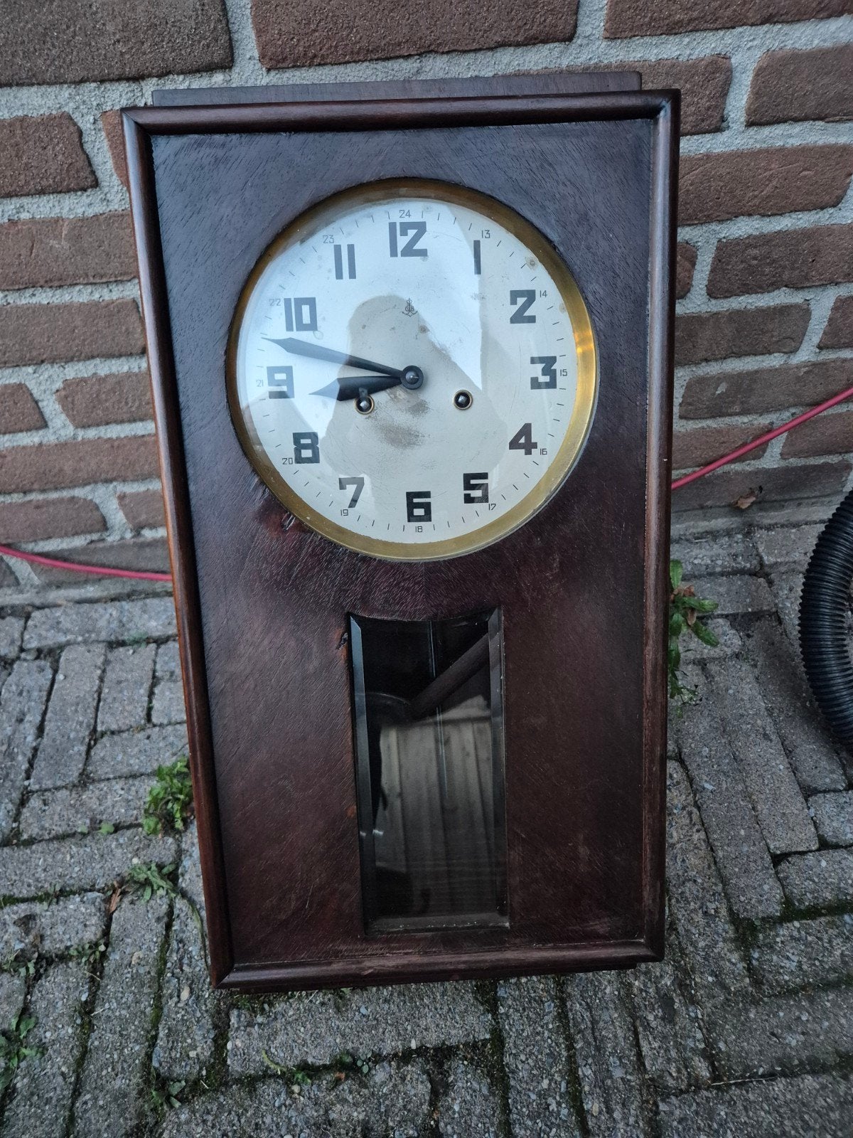 Antieke wandklok - Houten behuizing, Ophalen