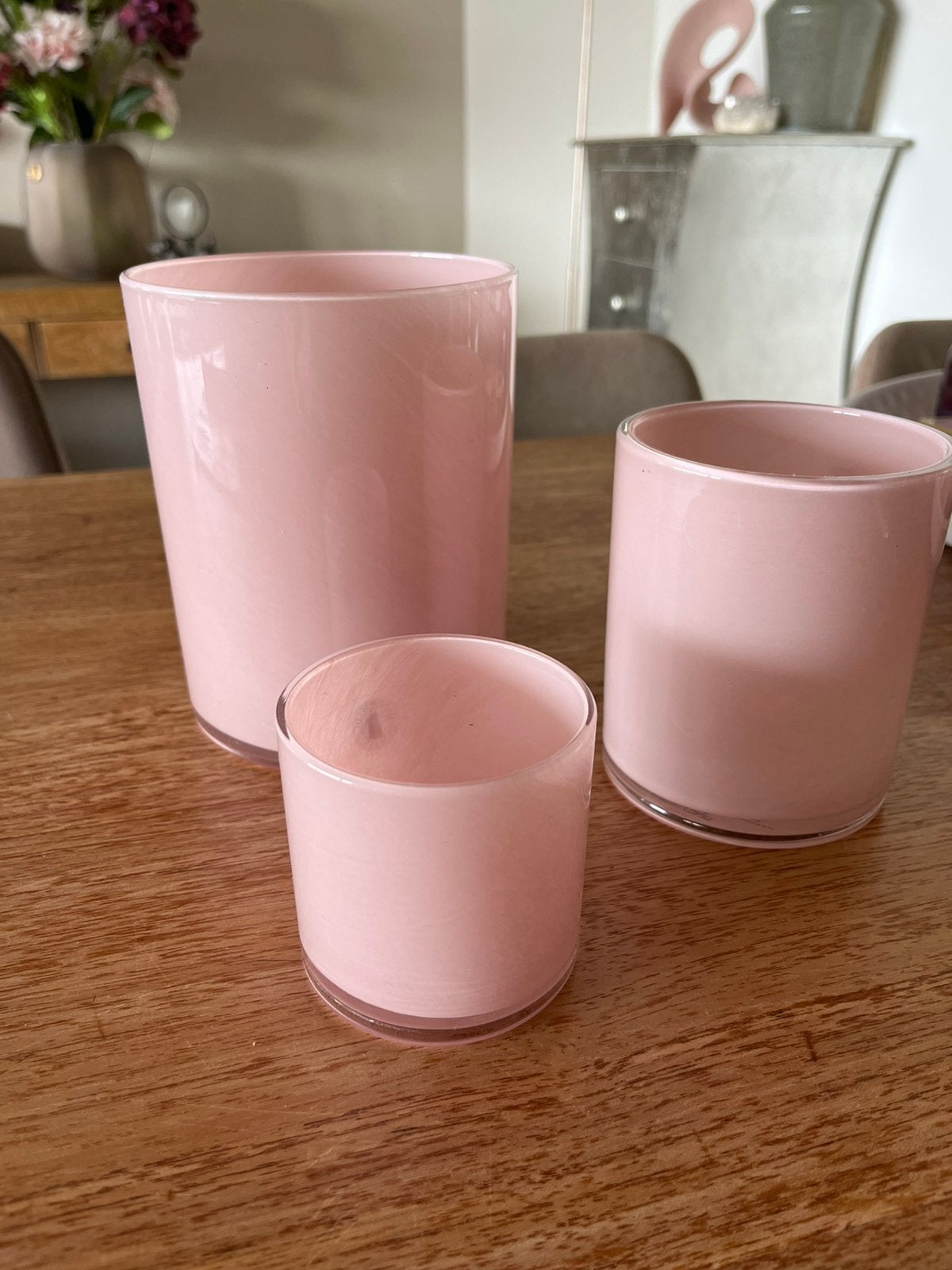 Drie glazen waxine/ kaars lichten €9,00, Ophalen of Verzenden, Zo goed als nieuw, Overige materialen