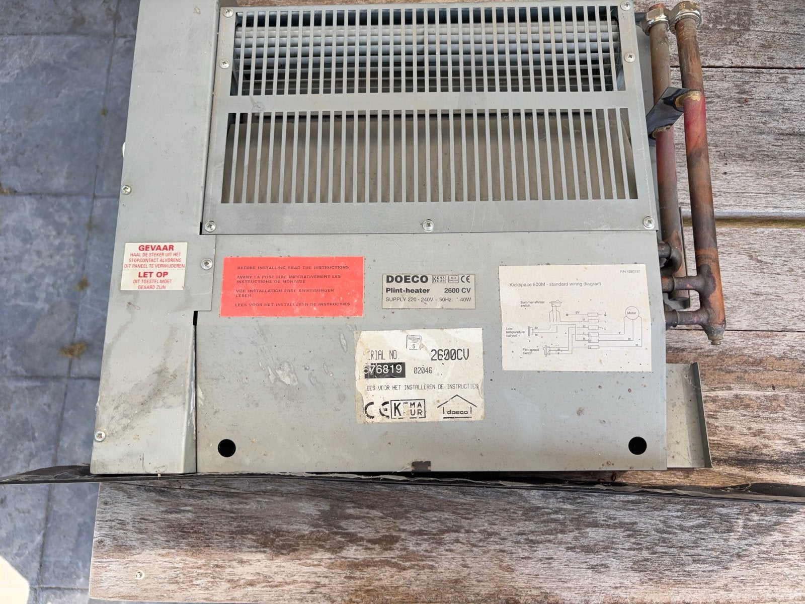 Doeco Plintverwarmer 2000 CV - Compacte Verwarming, Gebruikt, Minder dan 30 cm, Overige typen, Ophalen of Verzenden