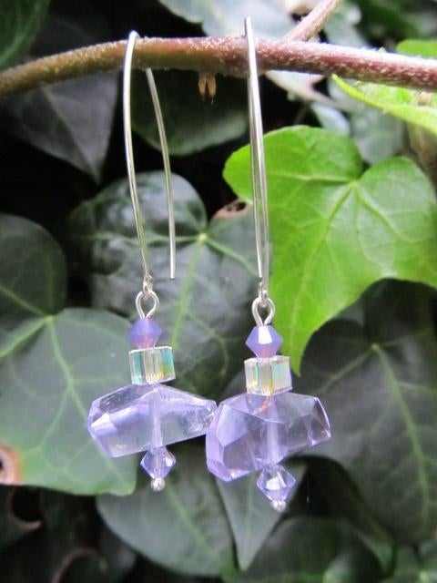 Oorbellen Long Ametrine ametrien-swarovski zilver, Ophalen, Nieuw