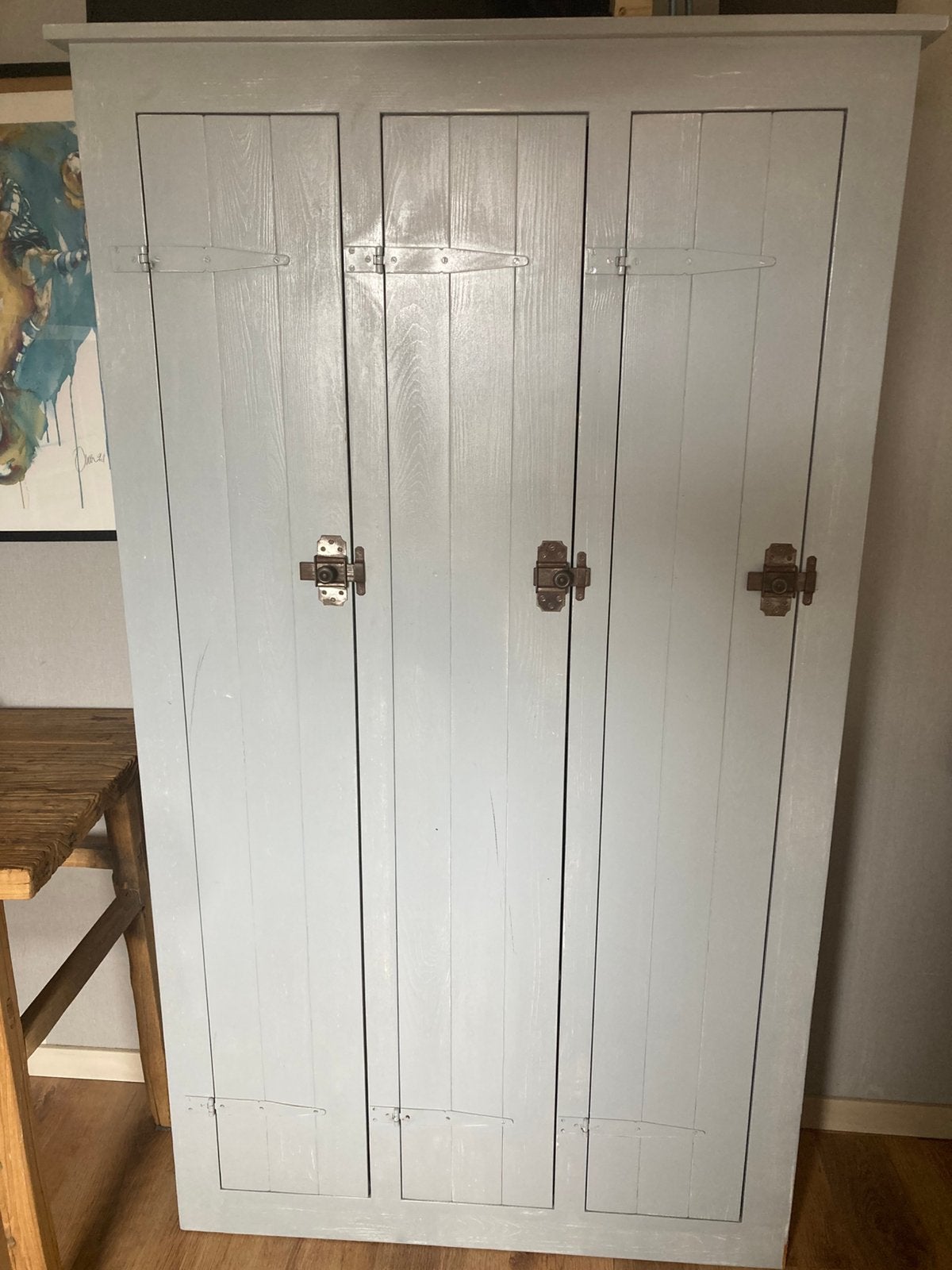 Landelijke locker kast hout en houten ledikant, Ophalen, 105 cm of meer, Minder dan 50 cm, 100 cm of meer