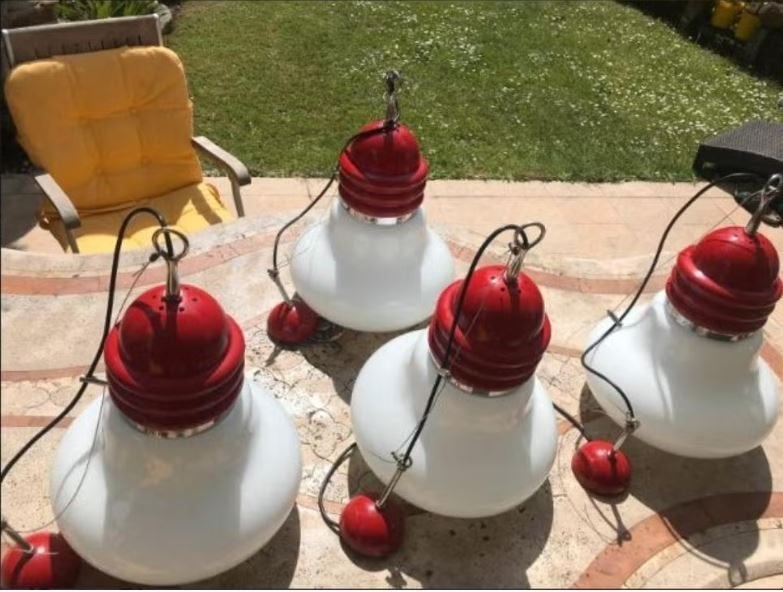 vintage XL Artemide Arianne Piero Brombin hanglamp Bubble, Ophalen, E27 (groot), Zo goed als nieuw, Glas
