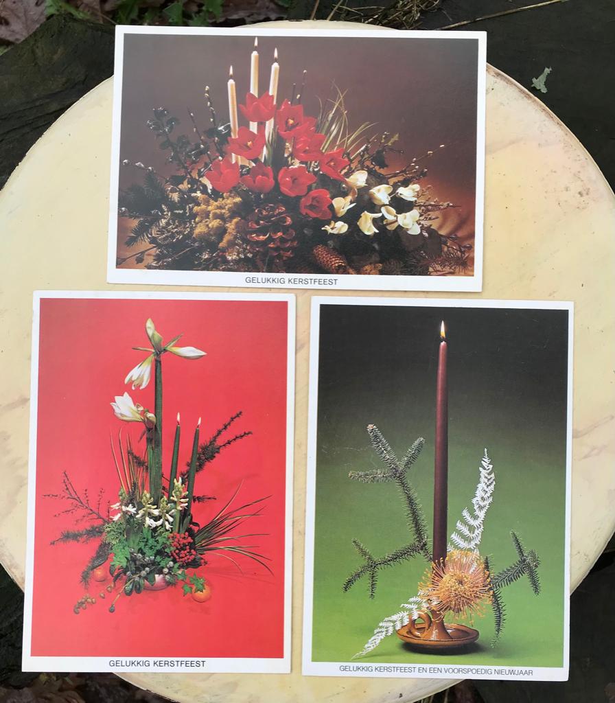 Kerst en nieuwjaars kaarten 3 stuks - retro vintage, Diversen, Kerst, Ophalen of Verzenden, Nieuw
