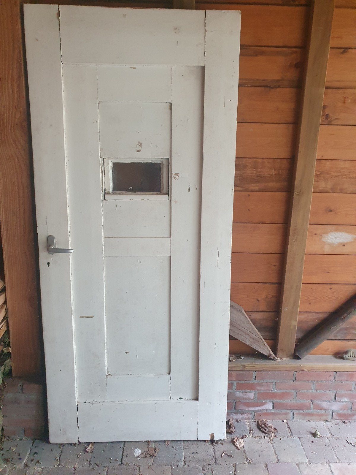 Oude houten deur met luikje - Zwart/Wit, Ophalen, Gebruikt, 80 tot 100 cm, Overige typen