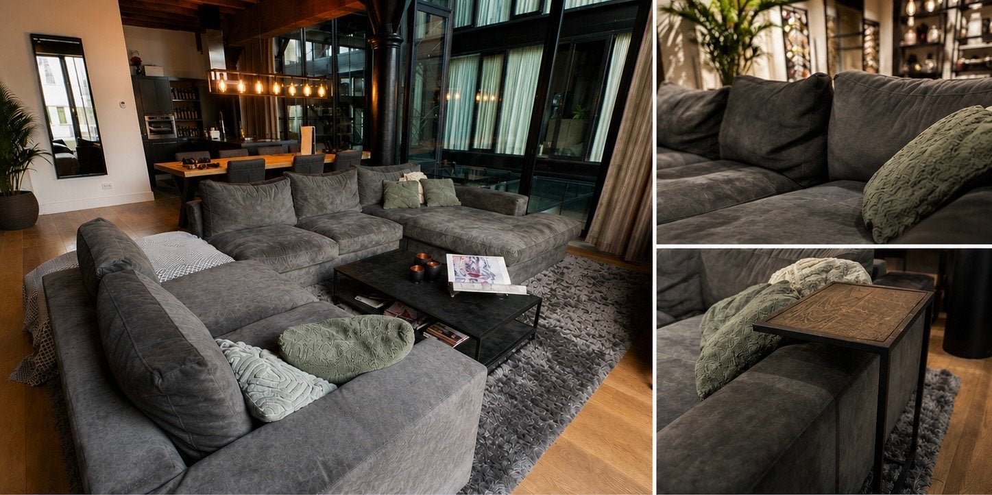 Room108 Victoria Bank Hunter + maatwerk kleed & tafels, Huis en Inrichting, Banken | Bankstellen, Ophalen, Gebruikt, Hoekbank