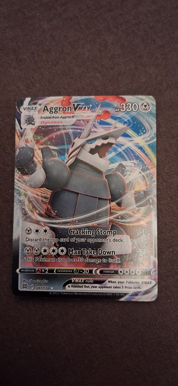 Pokemon kaart Aggron VMAX 097/172, Ophalen of Verzenden, Zo goed als nieuw, Losse kaart