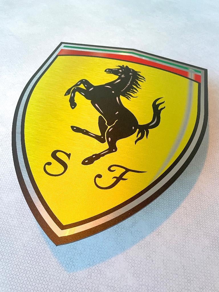 Reclamebord Ferrari logo embleem, aluminium, 40x40cm, Ophalen of Verzenden, Nieuw, Reclamebord