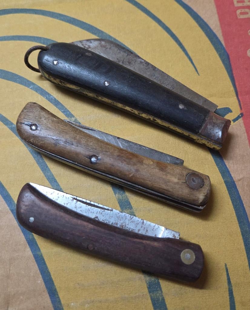 3 antieke zakmessen: Rich. Abr. Herder Solingen, Praule 302, Antiek en Kunst, Ophalen of Verzenden