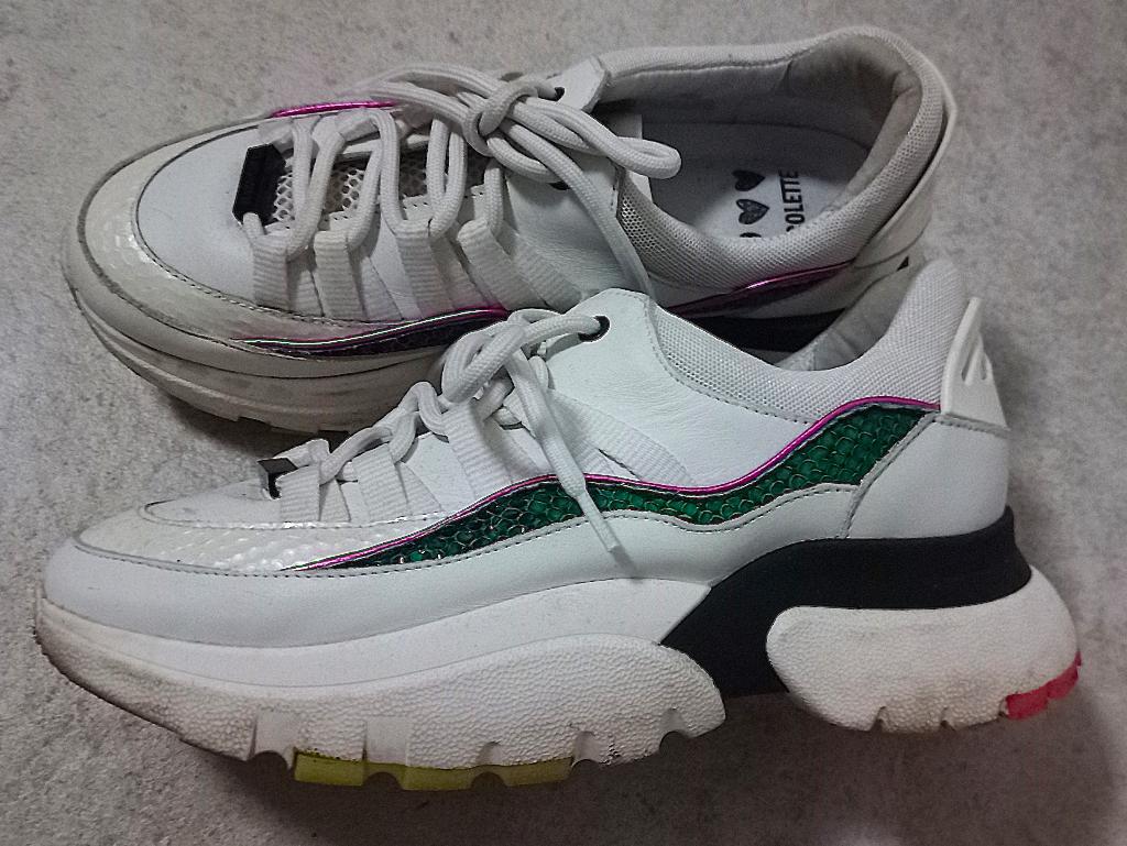 Leren dames Sneakers maat 39 (Rehab Sylvia Fantasy), Wit, Ophalen of Verzenden, Sneakers of Gympen, Gedragen