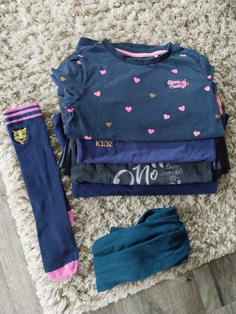 Pakket meisjes: jurken/longsleeve/maillot/kniekousen 122-128, Ophalen of Verzenden, Zo goed als nieuw, Maat 128