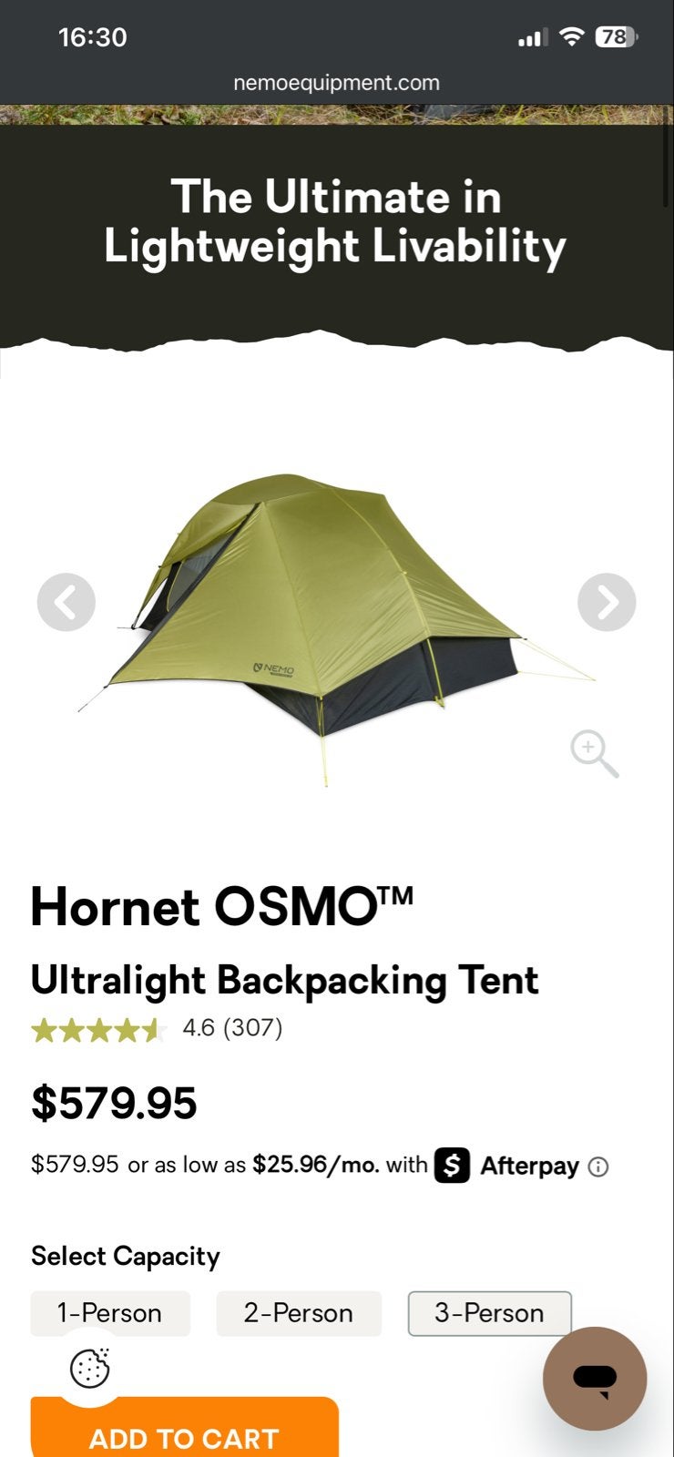 Nemo Hornet OSMO 3P Ultralight Backpacking Tent, Caravans en Kamperen, Tenten, Ophalen of Verzenden, Nieuw, Tot en met 2