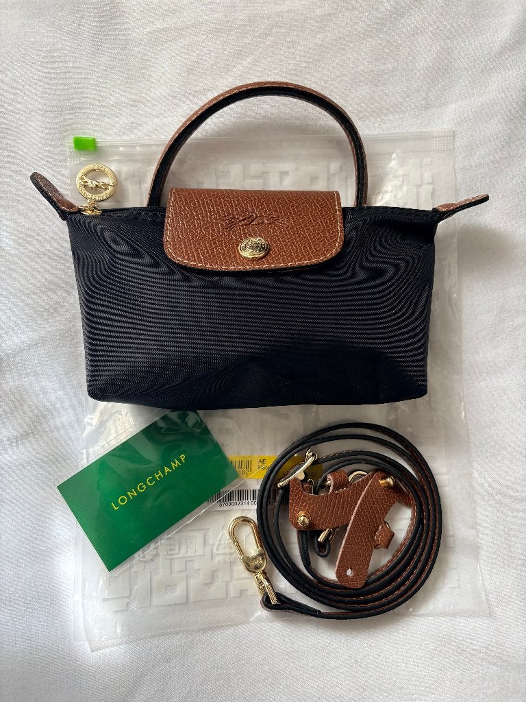 Longchamp Le Pliage Mini Zwart, Ophalen of Verzenden, Zo goed als nieuw, Zwart, Handtas