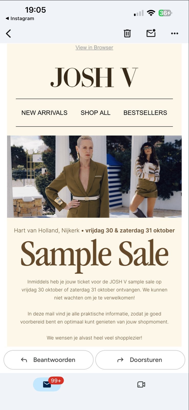Josh v sample sale tickets, Tickets en Kaartjes, Twee personen, Meerdaags