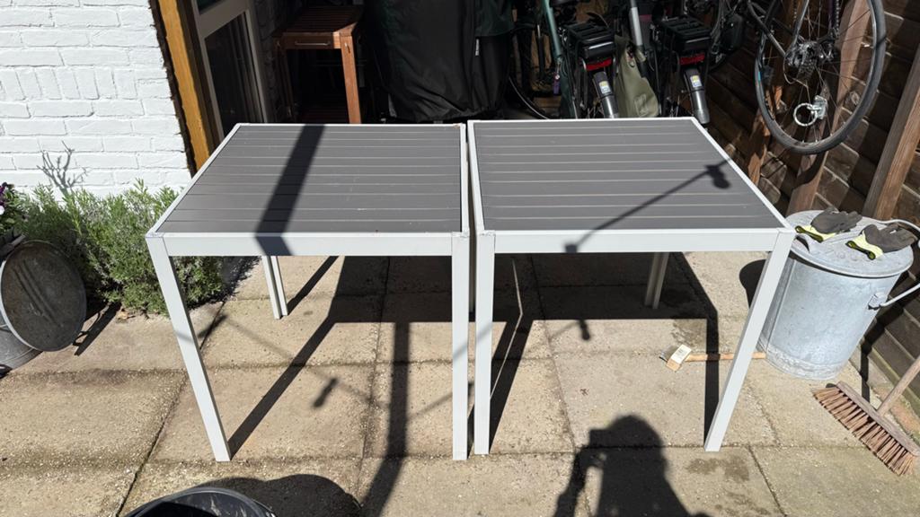 2x IKEA Sjalland aluminium tuintafel (zonder stoelen), Tuin en Terras, Tuintafels, Ophalen, Gebruikt, Vierkant, Aluminium